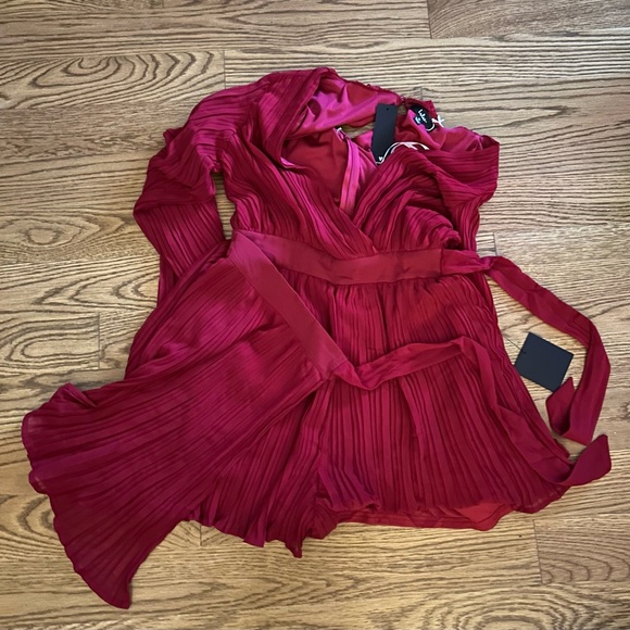 Lulus Pleated‎ Long Sleeve Skort Romper - Picture 8 of 11